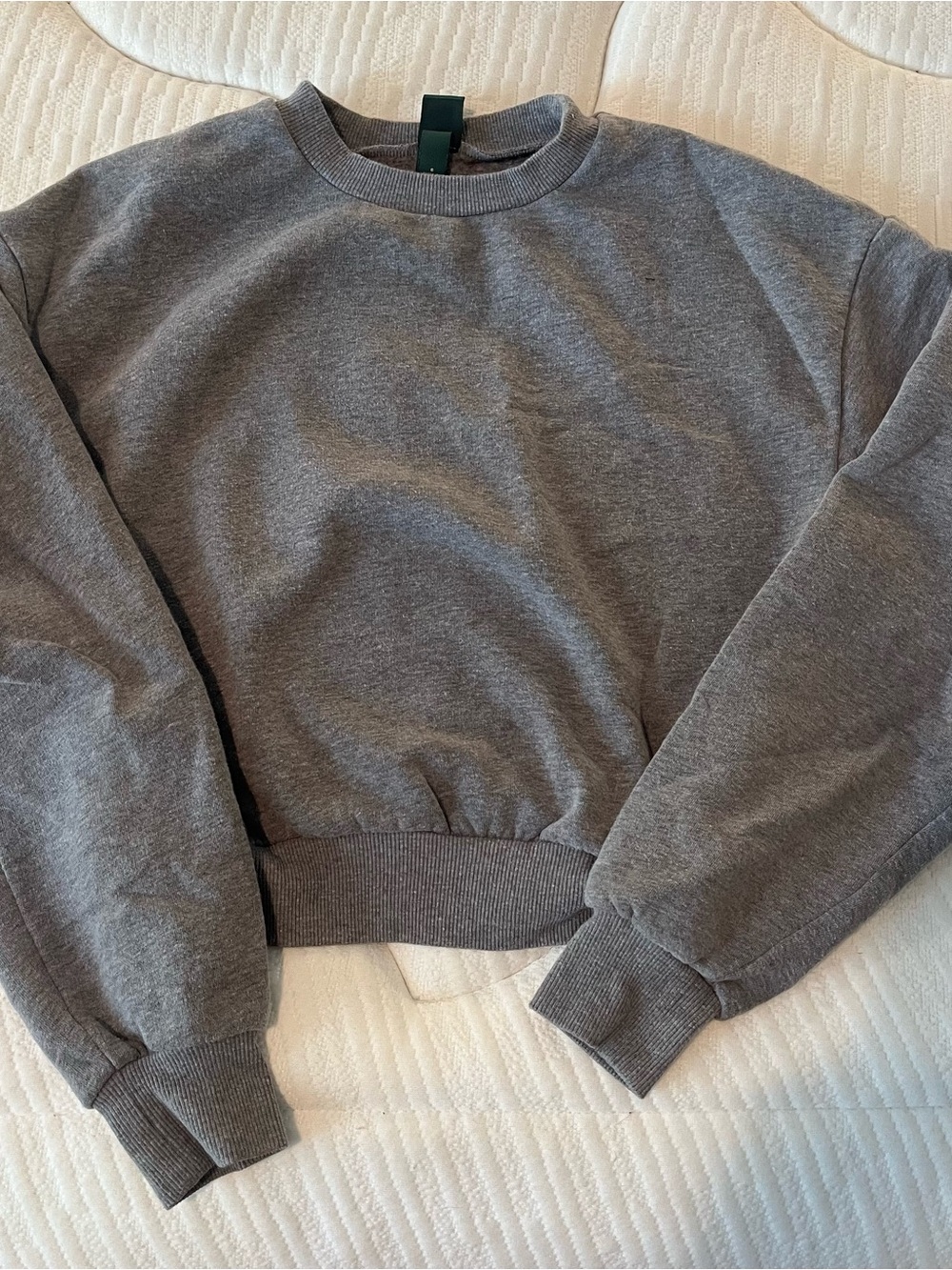 Wild Fable Target Heather Gray Cropped Crewneck Sweatshirt Ribbed Waist Size S
